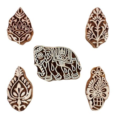 Set of 5 Piece New Mix Wooden Printing Blocks